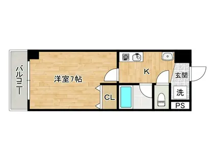 吉野町ワンルームマンション(1K/2階)の間取り写真