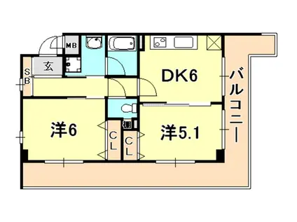 α-LYRA(2DK/5階)の間取り写真