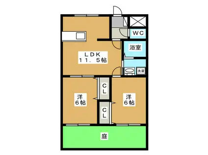 ベルエアー(2LDK/1階)の間取り写真