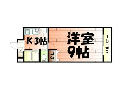 ウインズ浅香II(1K/5階)の間取り写真