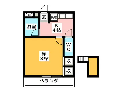 マロンハイツII(1K/3階)の間取り写真