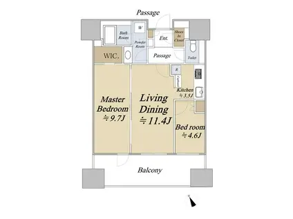 麻布台ヒルズレジデンスB(2LDK/11階)の間取り写真