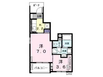 ブリッサ港西 I (2K/1階)の間取り写真