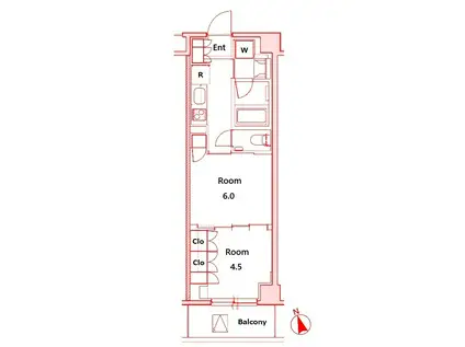 デュオステージ横濱赤門通(2K/4階)の間取り写真