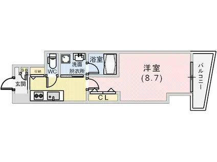 アプリーレ三宮磯上公園(1K/5階)の間取り写真