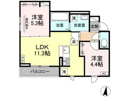 PRIMAVERA吉成台(2LDK/1階)の間取り写真