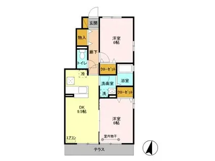 ラフィーネBABA(2DK/1階)の間取り写真