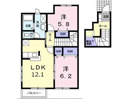 アルモニーK(2LDK/2階)の間取り写真