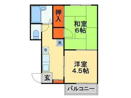 SHコーポ(2K/2階)の間取り写真