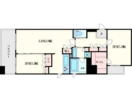 リーガル南船場II(2LDK/4階)の間取り写真