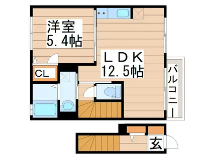 LUCE (1LDK/2階)の間取り写真
