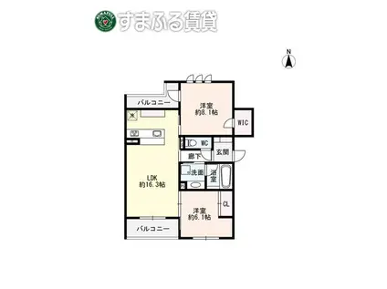 UNO Y SOLO(2LDK/3階)の間取り写真