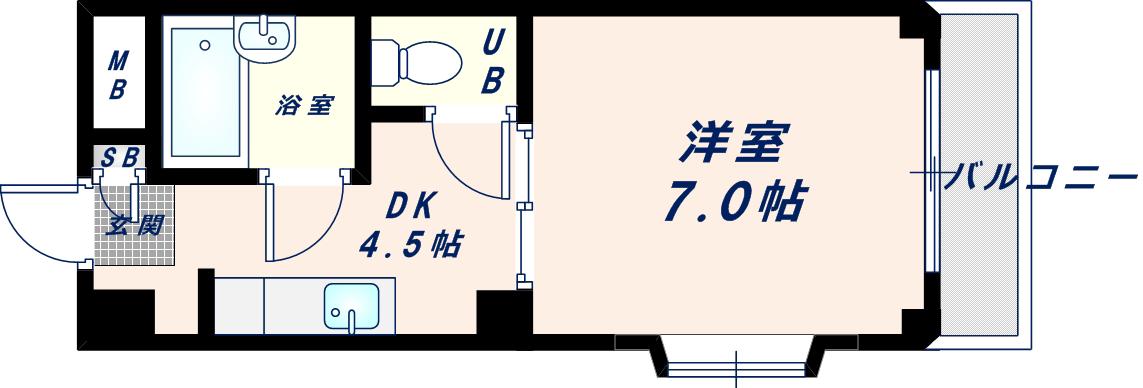 北島ハイツ(1DK/2階)の間取り写真