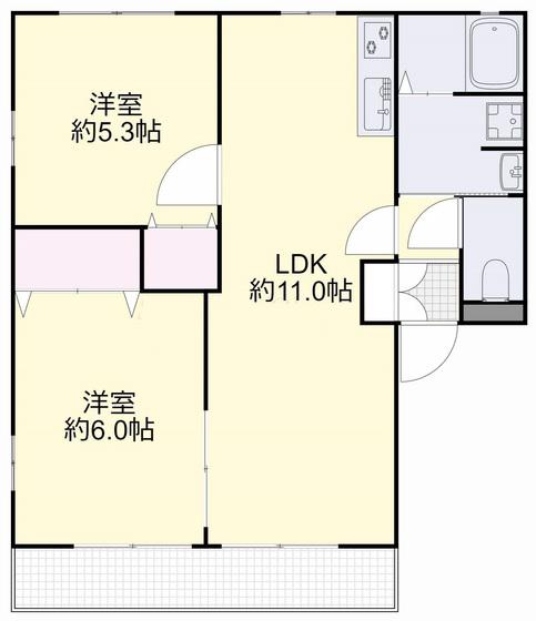 ファミーユC(2LDK/1階)の間取り写真