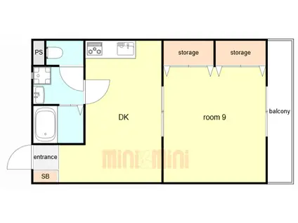 ヴィラMN-1(1DK/2階)の間取り写真
