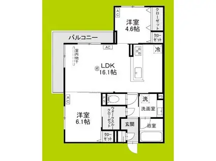 ファブール東羽衣(2LDK/3階)の間取り写真