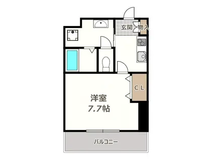 ＪＲ大阪環状線 寺田町駅 徒歩3分 8階建 築17年(1K/7階)の間取り写真