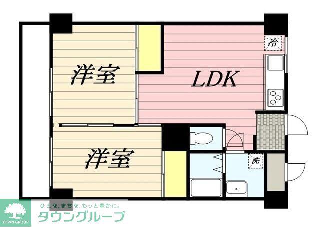 広栄ハイツ(2LDK/3階)の間取り写真