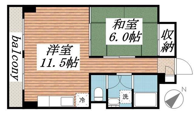 山口マンション(1LDK/3階)の間取り写真