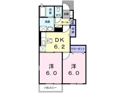 フルハウス Q(2DK/1階)の間取り写真