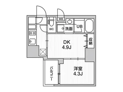 シーフォルム大井町Ⅱ(1DK/7階)の間取り写真