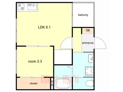 グランメゾン福(1LDK/3階)の間取り写真