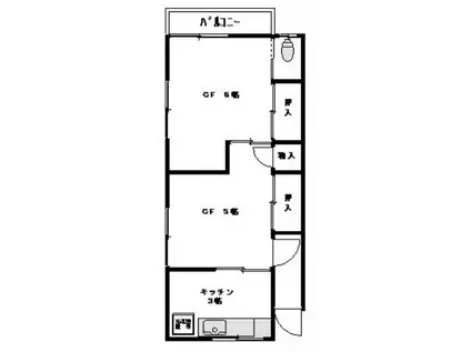 寿荘(2K/2階)の間取り写真
