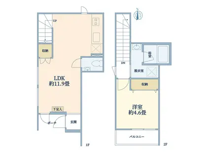 プレール(1LDK/1階)の間取り写真