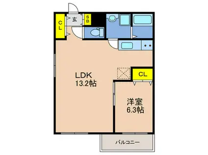 アジェント北野(1LDK/1階)の間取り写真