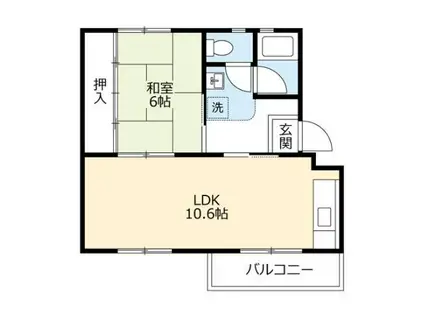 UR 泉南一丘団地 36棟(1LDK/2階)の間取り写真