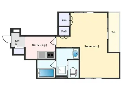 メテオレジデンス三軒茶屋(1K/1階)の間取り写真