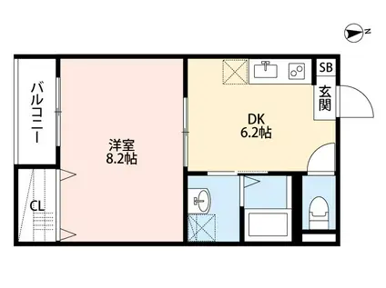 アイヴィラ南流山(1DK/2階)の間取り写真