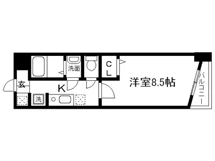 シャトーボヌール(1K/2階)の間取り写真