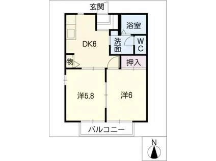 サニーヒル永和B棟(2DK/2階)の間取り写真