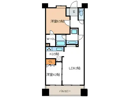 アーバネックス三宮磯辺通(2LDK/8階)の間取り写真