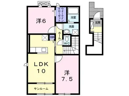 ル ボノー II(2LDK/2階)の間取り写真