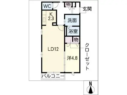フローラルヒルズA棟(1LDK/1階)の間取り写真