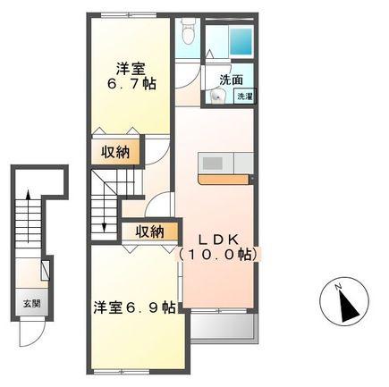 SOLANA(2LDK/2階)の間取り写真