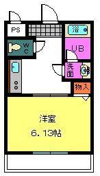 パインフィールド(1K/2階)の間取り写真
