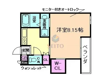 アヴェルーチェ豊中(1K/1階)の間取り写真