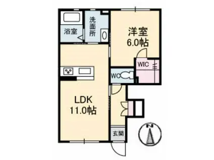 シャーメゾン妹尾(1LDK/1階)の間取り写真