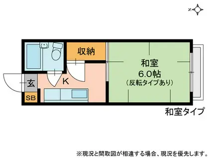 コーポ難波(1K/2階)の間取り写真