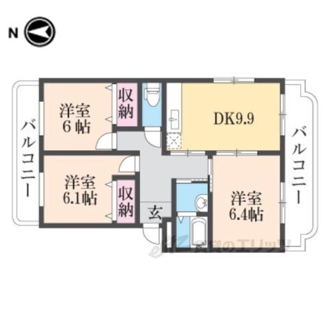 リバーサイドレジデンス(3LDK/3階)の間取り写真