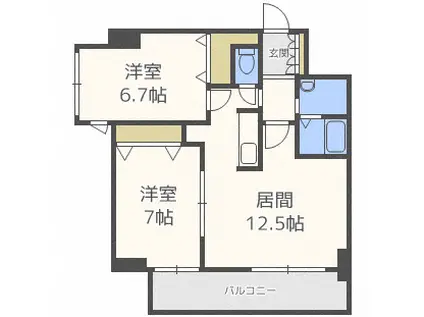 アルティー発寒(2LDK/7階)の間取り写真