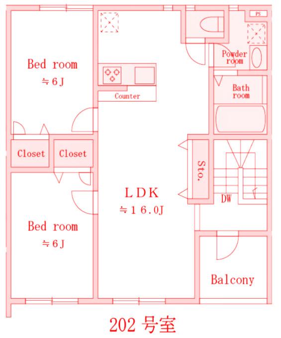 LIMA I(2LDK/2階)の間取り写真