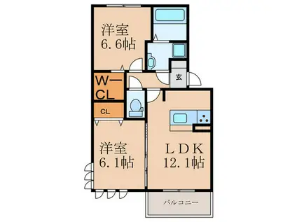 D-ROOM沢見(2LDK/2階)の間取り写真