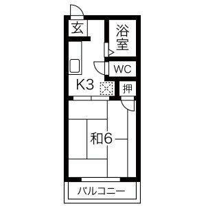 フォーブル平成(1K/2階)の間取り写真
