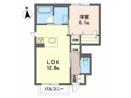 レーヴ矢巾(1LDK/1階)の間取り写真