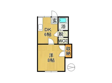 ラ・フォーレハイムA(1DK/2階)の間取り写真