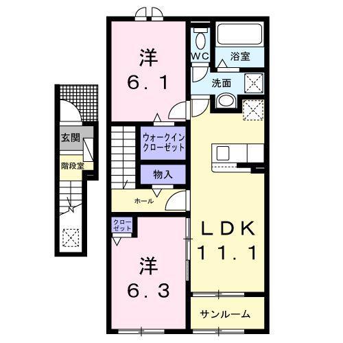 パークサイド(2LDK/2階)の間取り写真
